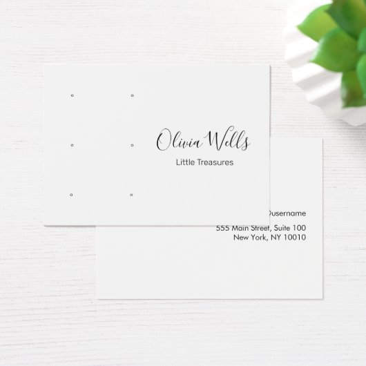 White Script Three Pair Stud Earring Holes Visitekaartje (Bureau)