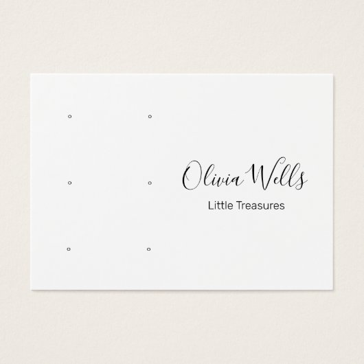 White Script Three Pair Stud Earring Holes Visitekaartje (Voorkant)
