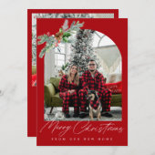 White script trendy vakantie ontroerende aankondig feestdagenkaart (Voorkant / Achterkant)