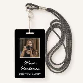 White Script Typografie Foto Badge