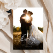 White Script Wedding Dank je wel kaart