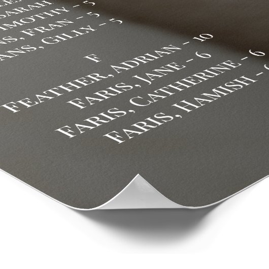 White Script Welcome Photo Wedding Seining Chart Poster (Hoek)