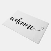 White Script Welkom bij Heart Accent Deurmat (Schuin)