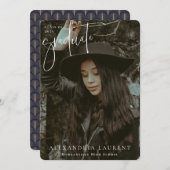 White Scripted Portrait Afstuderen Foto Aankondiging (Voorkant / Achterkant)