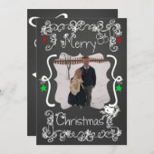 White Scroll Gepersonaliseerd Photo Holiday Card Feestdagenkaart (Voorkant / Achterkant)