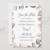 White Sea Shell Beach Wedding Enregistrer la carte (Devant)
