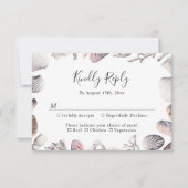 White Seashell Beach Zand Bestemming Bruiloft RSVP Kaartje (Voorkant)