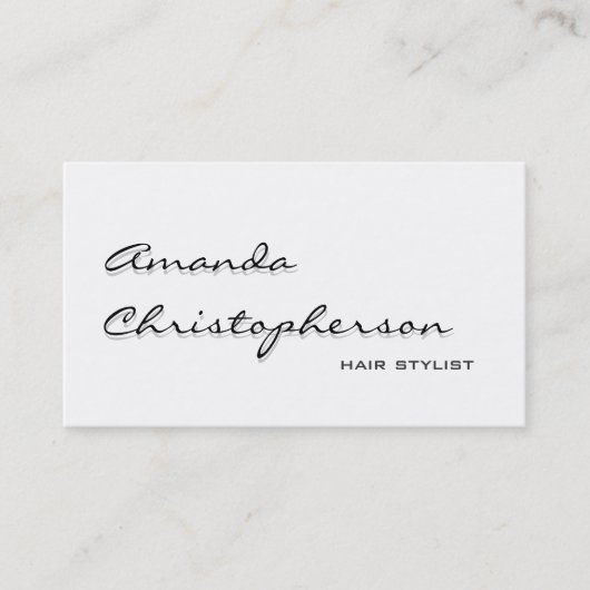 White Shadow Handwrite Hair Stylist Visitekaartje (Voorkant)