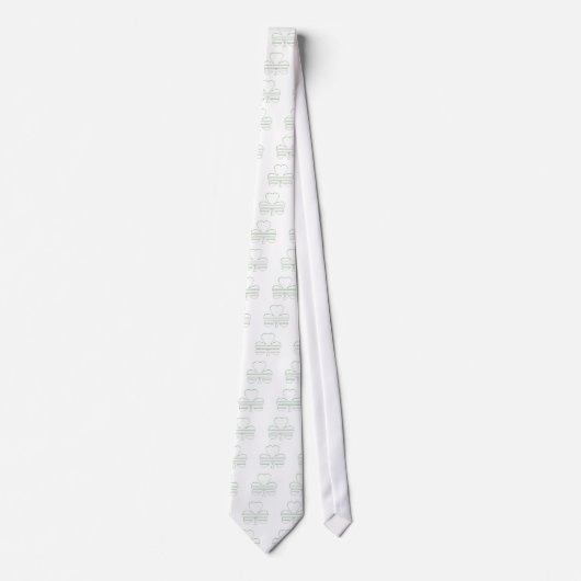 White Shamrock met Horizontale Stripes en Green F Stropdas (Voorkant)