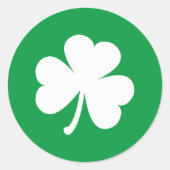 White Shamrock on Irish Green St Patrick's Day Ronde Sticker (Voorkant)
