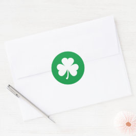 White Shamrock on Irish Green St Patrick's Day Ronde Sticker