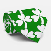 White Shamrock St. Patrick's Day Irish Good Luck Stropdas (Opgerold)