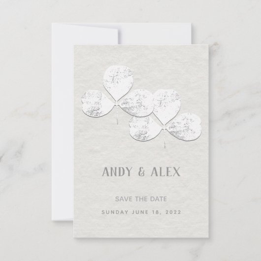 White Shamrock Wedding Save the Date Kaart (Voorkant)