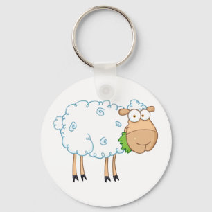 White Sheep Cartoon Character Sleutelhanger