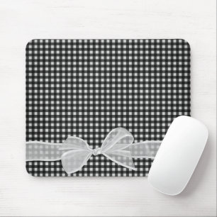 White Sheer Bow on Gingham Muismat