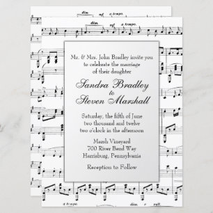 White Sheet Music Theme Weddenschap Kaart