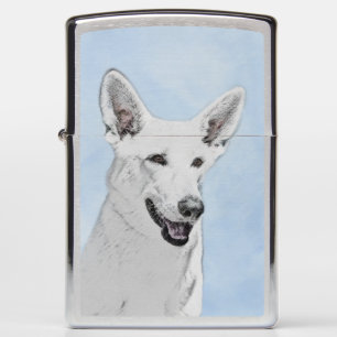 White Shepherd Painting - Cute Original Dog Art
