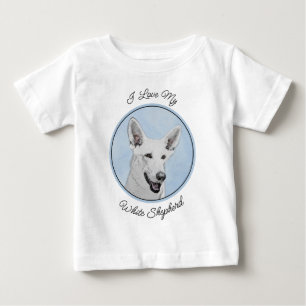 White Shepherd Painting - Cute Original Dog Art