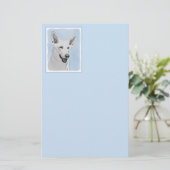 White Shepherd Painting - Cute Original Dog Art Briefpapier (Staand voorkant)