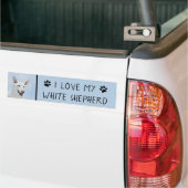 White Shepherd Painting - Cute Original Dog Art Bumpersticker (Op Truck)