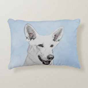 White Shepherd Painting - Cute Original Dog Art Decoratief Kussen