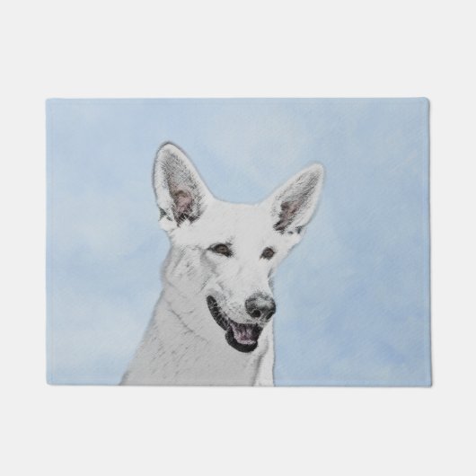 White Shepherd Painting - Cute Original Dog Art Deurmat (Voorkant)