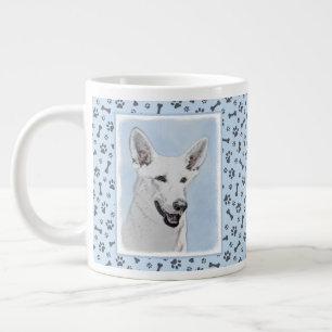 White Shepherd Painting - Cute Original Dog Art Extra Grote Beker