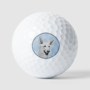 White Shepherd Painting - Cute Original Dog Art Golfballen