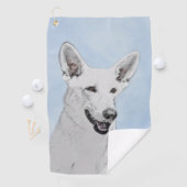 White Shepherd Painting - Cute Original Dog Art Golfhanddoek (Insitu)