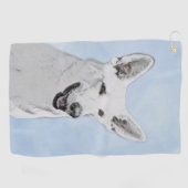 White Shepherd Painting - Cute Original Dog Art Golfhanddoek (Horizontaal)