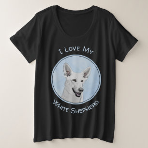 White Shepherd Painting - Cute Original Dog Art Grote Maat T-shirt