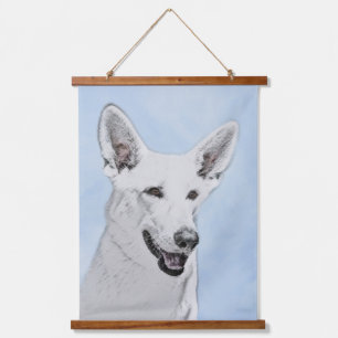 White Shepherd Painting - Cute Original Dog Art Hangend Wandkleed