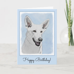 White Shepherd Painting - Cute Original Dog Art Kaart