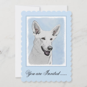 White Shepherd Painting - Cute Original Dog Art Kaart