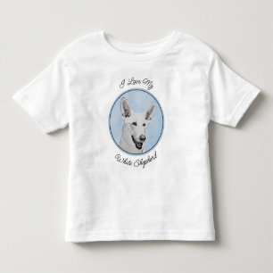 White Shepherd Painting - Cute Original Dog Art Kinder Shirts