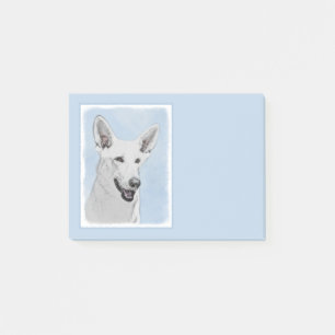 White Shepherd Painting - Cute Original Dog Art Post-it® Notes