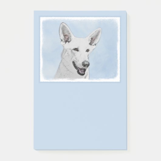 White Shepherd Painting - Cute Original Dog Art Post-it® Notes (Voorkant)