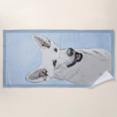 White Shepherd Painting - Cute Original Dog Art Strandlaken (Voorkant)