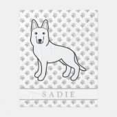 White Shepherd White German Shepherd & Custom Name Fleece Deken (Voorkant)