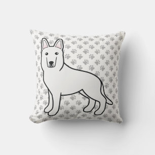 White Shepherd / White German Shepherd Dog & Paws Kussen
