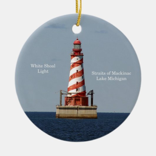 White Shoal Light-versiering Keramisch Ornament (Voorkant)