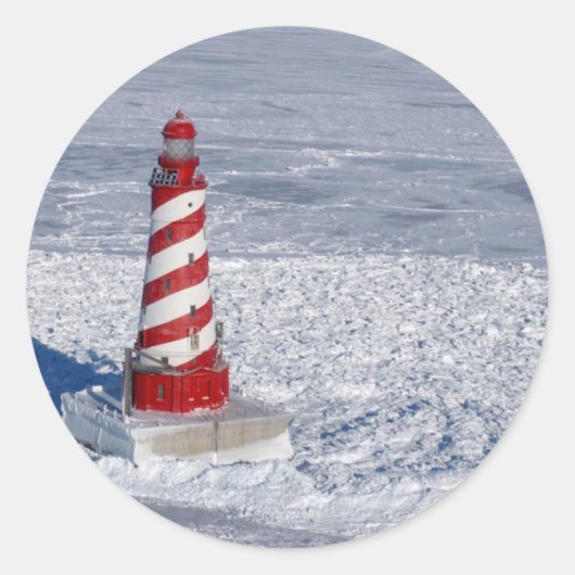 White Shoal Lighthouse Ronde Sticker (Voorkant)