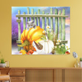 White Shoe Lost in Pumpkin Patch Collage Canvas Afdruk (Insitu (Woonkamer))