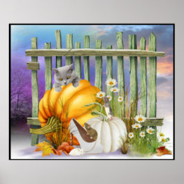 White Shoe Lost in Pumpkin Patch Collage Poster