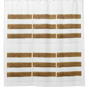 White Shower Curtain met Gold Stripes Douchegordijn