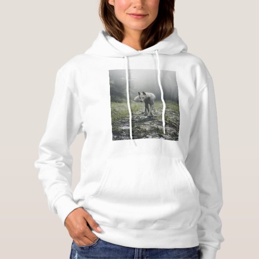 White Siberian Husky Hoodie (Voorkant)