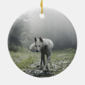 White Siberian Husky Keramisch Ornament (Achterkant)