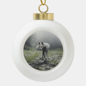 White Siberian Husky Keramische Bal Ornament (Voorkant)