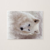 WHITE SIBERIAN HUSKY. LEGPUZZEL (Horizontaal)