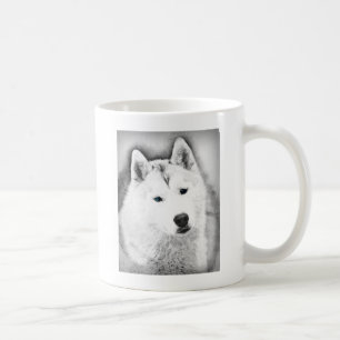 White Siberian Husky met Blue Eyes Fine Art Sketch Koffiemok